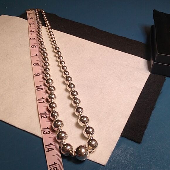Sterling Silver 30" Graduated Bead Necklace 56 Grams Ball .925 Vintage 1997 - Picture 8 of 11
